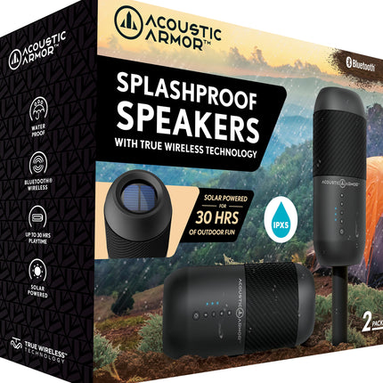 2 Pack Splashproof Speakers with True Wireless Technology