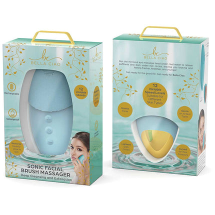 Ergonomic Silicone Facial Brush and Massager, Aqua