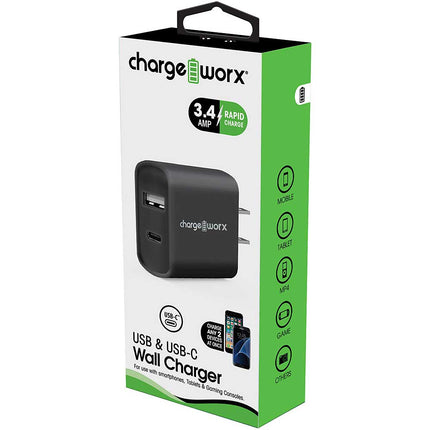 Dual USB Wall Charger, Black