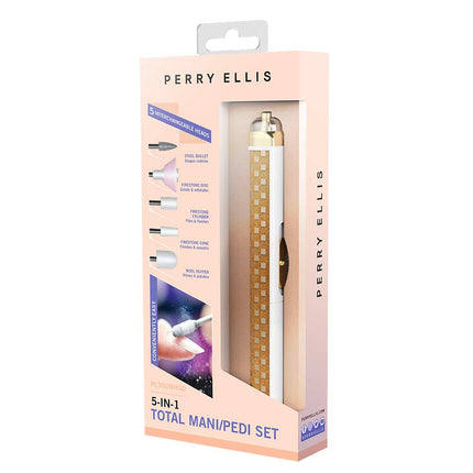 ECHARGEABLE SALON STYLE MANICURE SET WITH LED LIGHT, White/Gold