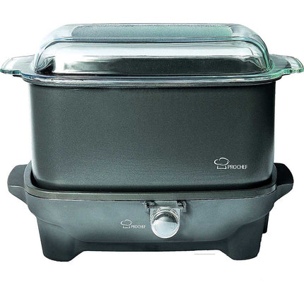 9-Quart Extra Large Slow Cooker and Griddle with Deep Dish Glass Cover