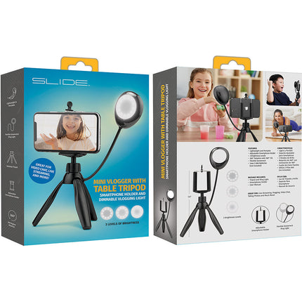 Smartphone Tripod with Adjustable Holder and Built-In-Ring Light