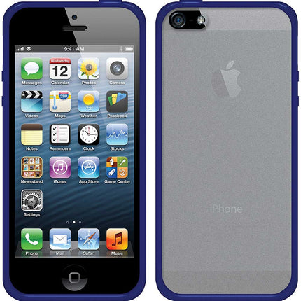 94521 TPU PolyCarbonate Snap On Hybrid Case For iPhone 5, Clear/Blue