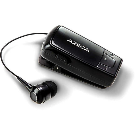 Clip On Bluetooth Headset with Retractable Earbud, Black