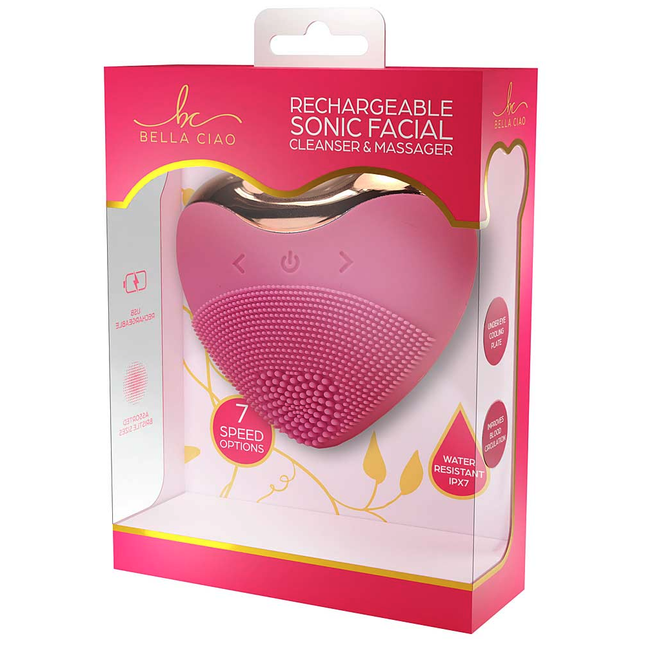 Sonic Facial Cleanser & Massager, Red