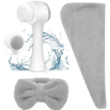 3PC FACIAL CLEANSING SET, Grey