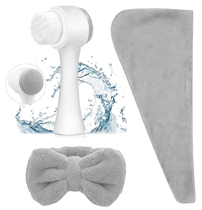 3PC FACIAL CLEANSING SET, Grey