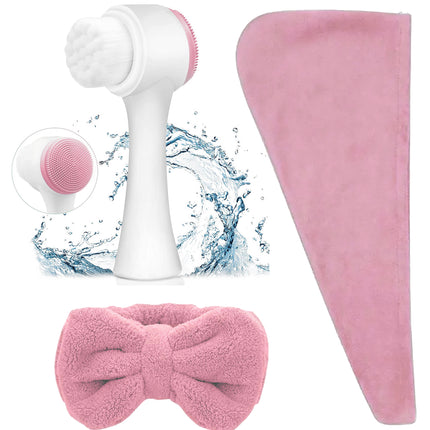 3PC FACIAL CLEANSING SET, Pink