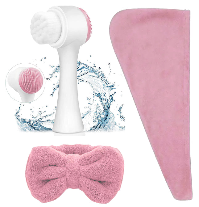 3PC FACIAL CLEANSING SET, Pink