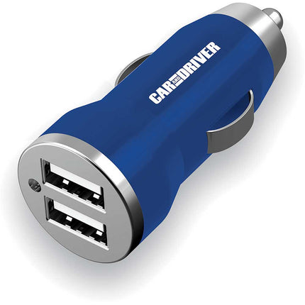 Dual USB Car Charger, Blue