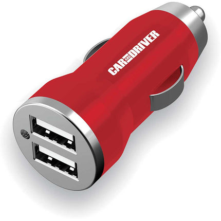 Dual USB Car Charger, Red