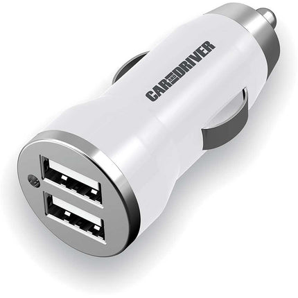 Dual USB Car Charger, White