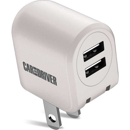 Dual USB Car Charger w/Foldable Plug, White