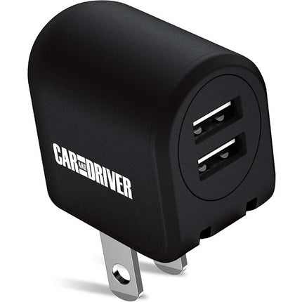 Dual USB Car Charger w/Foldable Plug, Black