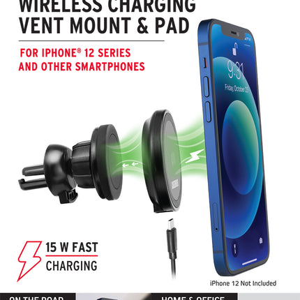 Magnetic Vent Mount with Wireless Charging for iPhone® 12 Series with Magsafe®