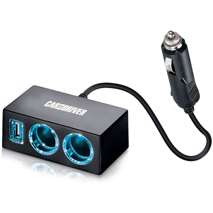 USB and Dual Socket LED Car Charger