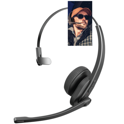 Noise-Cancelling Wireless Headset with Reversible Microphone Arm