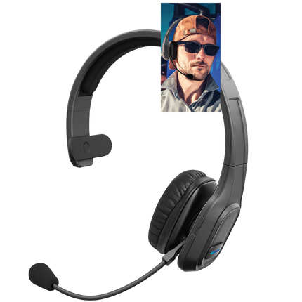 Noise-Cancelling Wireless Headset with Reversible Microphone Arm