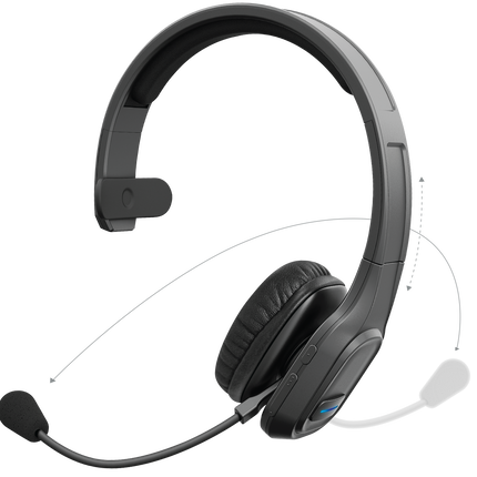 Noise-Cancelling Wireless Headset with Reversible Microphone Arm