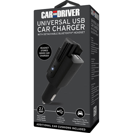 Universal USB Car Charger with Detachable Bluetooth Headset