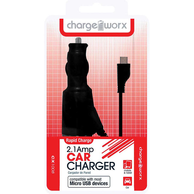 CX1008BK 2.1A Micro USB Car Charger, Black