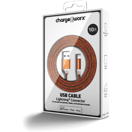 "FlexKnit" 10 FT Lightning Cable, Orange