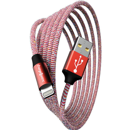 FlexKnit 6 FT Lightning Cable, Red/White