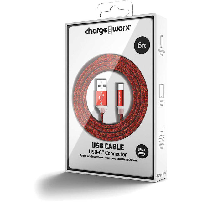 "FlexKnit" 6 FT UCB-C Cable, Red