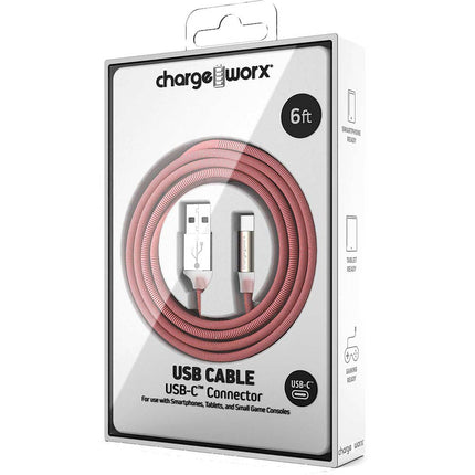 "FlexKnit" 6 FT UCB-C Cable, Red/White