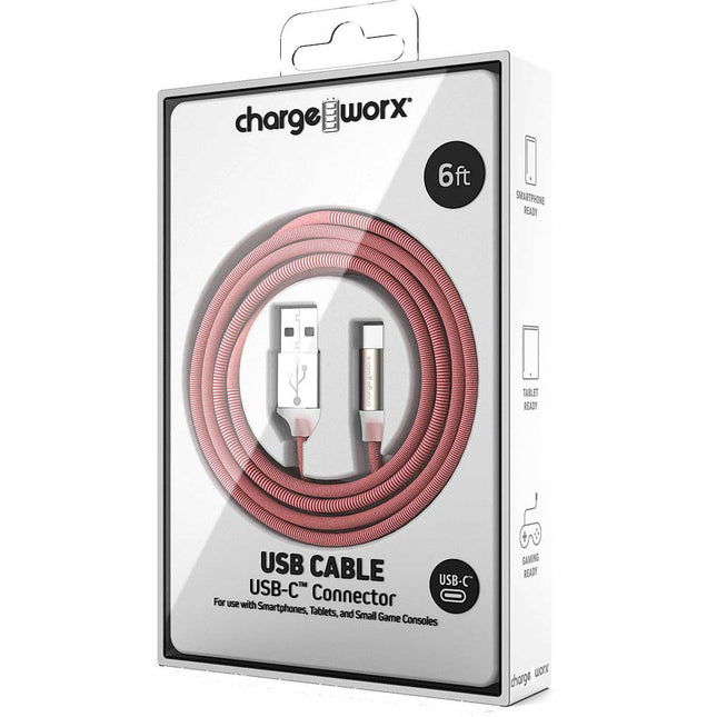 "FlexKnit" 6 FT UCB-C Cable, Red/White