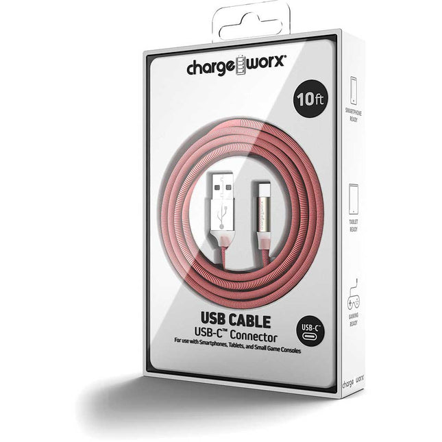 "FlexKnit" 10 FT UCB-C Cable, Red/White