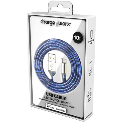 "GlowSync" 10 FT Lightning Cable, Dark Blue