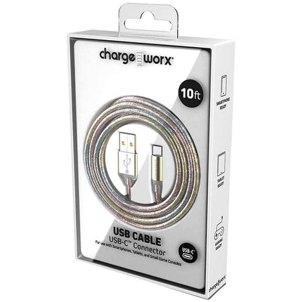 "GlowSync" 10 FT UCB-C Cable, Multicolor
