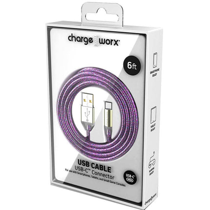 "GlowSync" 6 FT UCB-C Cable, Violet