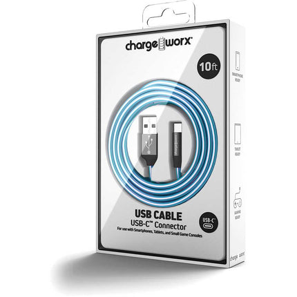 "ColorCords" 10 FT UCB-C Cable, Blue