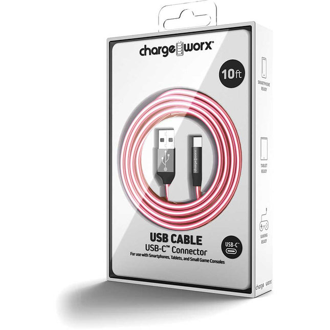 "ColorCords" 10 FT UCB-C Cable, Pink
