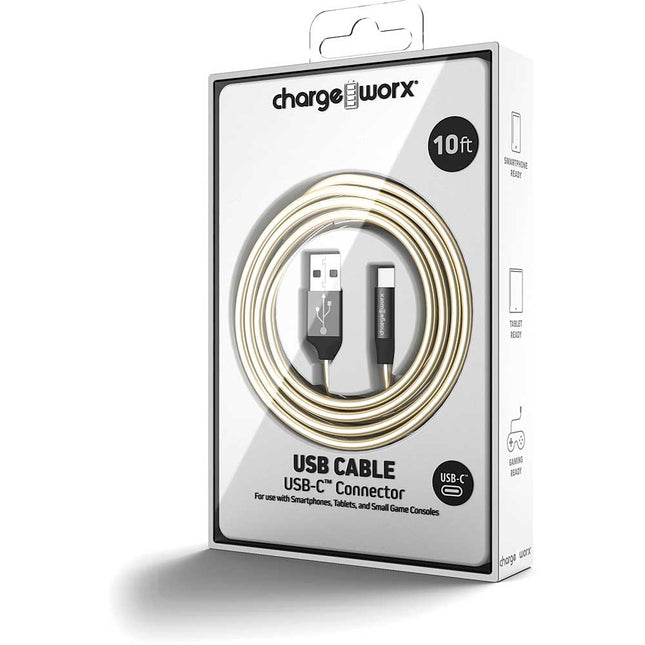 "ColorCords" 10 FT UCB-C Cable, Silver