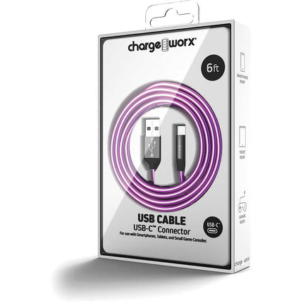 "ColorCords" 6 FT UCB-C Cable, Violer