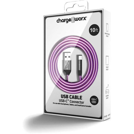 "ColorCords" 10 FT UCB-C Cable, Violer