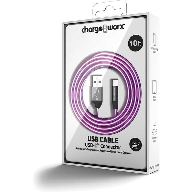 "ColorCords" 10 FT UCB-C Cable, Violer