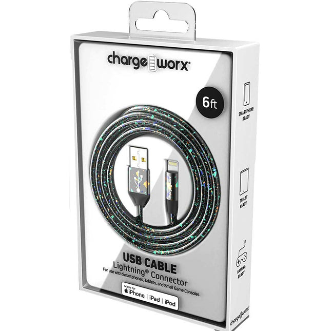 "PearlEssence" 6 FT Lightning Cable, Black
