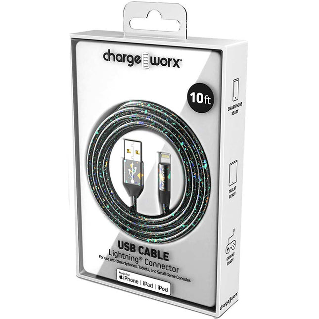 "PearlEssence" 10 FT Lightning Cable, Black