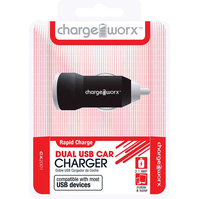 CX2001BK 2.1A Dual USB Car Charger, Black