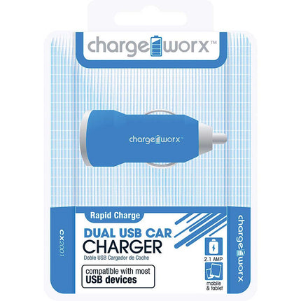 CX2001BL 2.1A Dual USB Car Charger, Blue