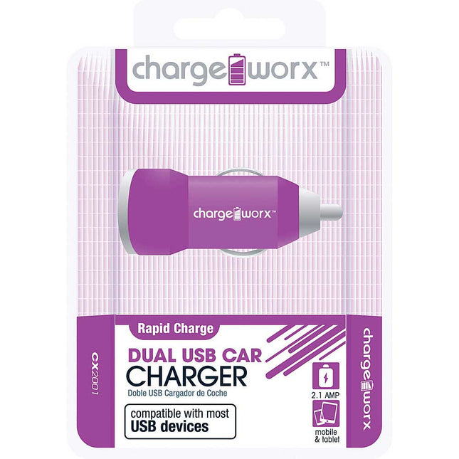CX2001VT 2.1A Dual USB Car Charger, Purple