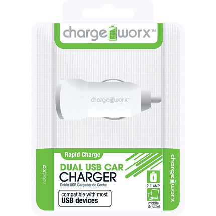 CX2001WH 2.1A Dual USB Car Charger, White