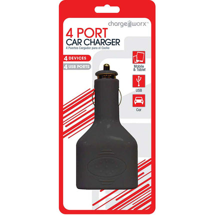 CX2005BK 4 Port USB Car Charger, Black