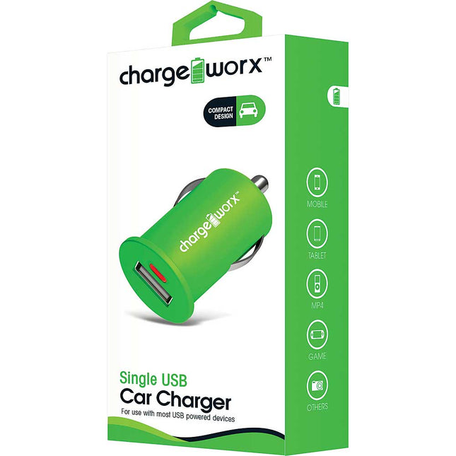 Single USB Car Charger, Green