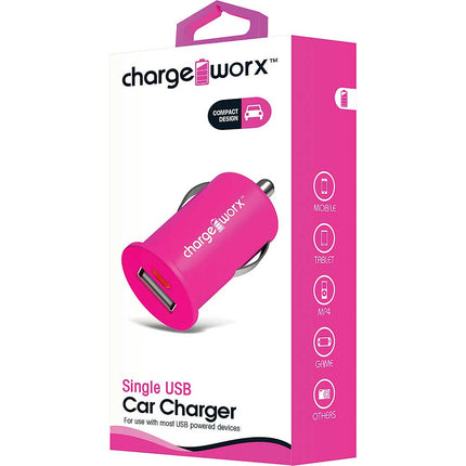Single USB Car Charger, Pink