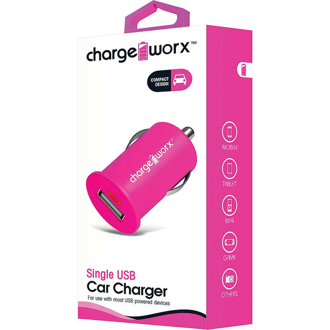 Single USB Car Charger, Pink